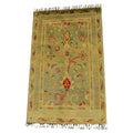 Handmade Afghan Aqcha Wool Rug 2.5x4 ft front view with central floral medallion and vine scrolls