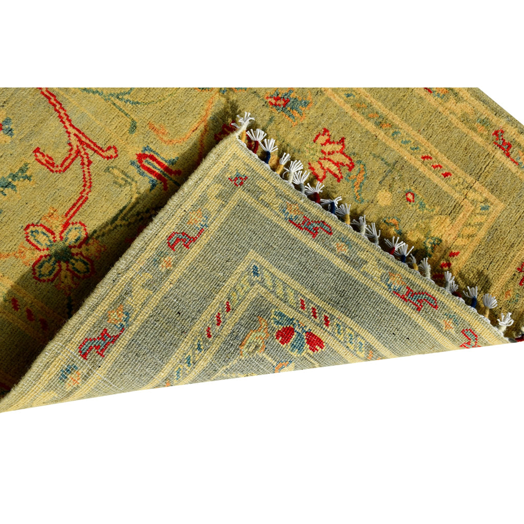Handmade Afghan Aqcha Wool Rug 2.5x4 ft reverse side showing fine hand knotted detail