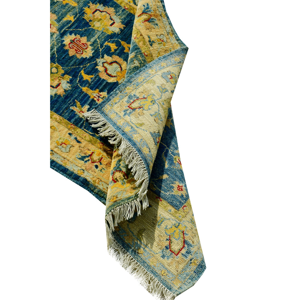 Handmade Afghan Aqcha Wool Rug 3x10 ft draped view emphasizing soft wool texture and fringe