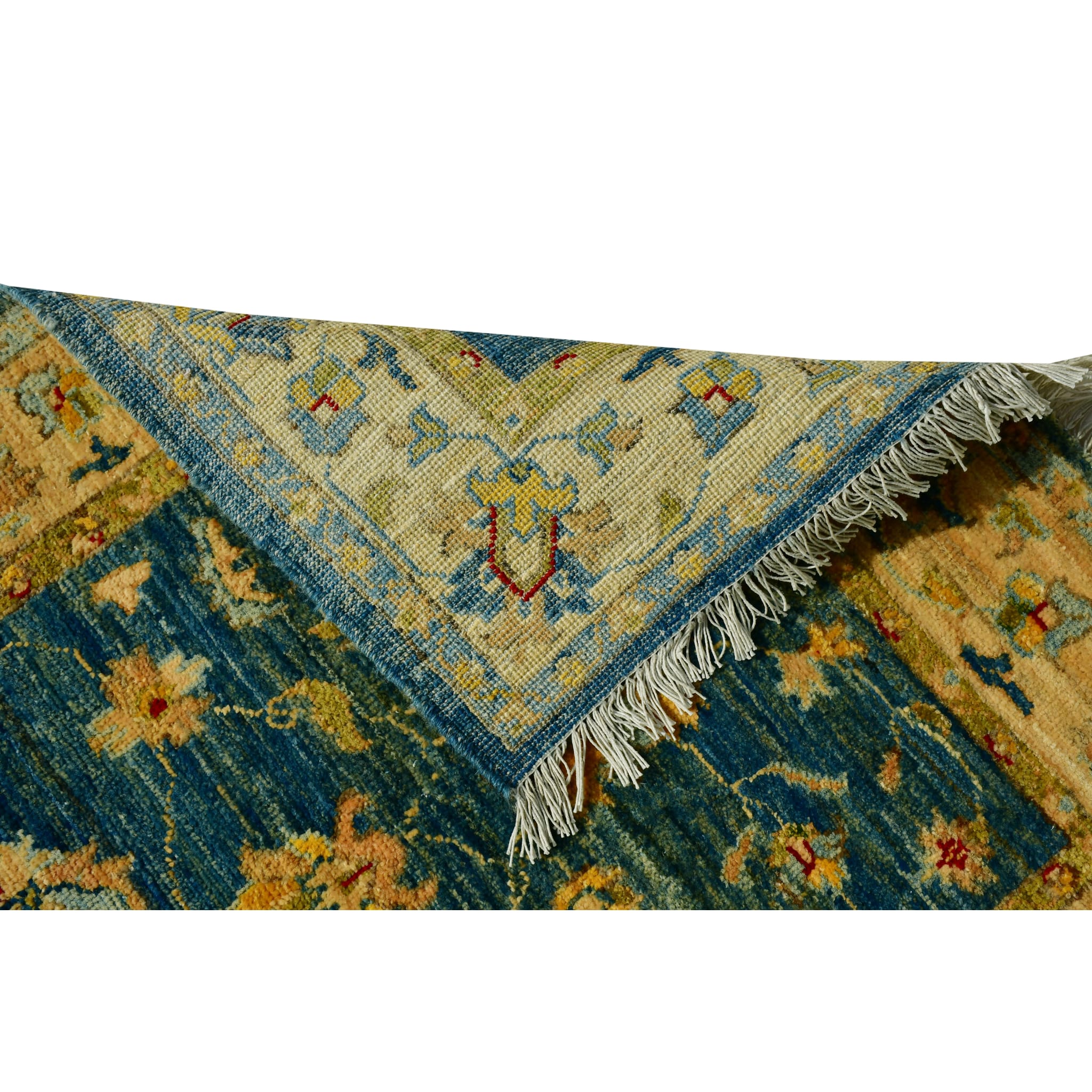 Handmade Afghan Aqcha Wool Rug 3x10 ft reverse side showing fine hand knotted weave structure