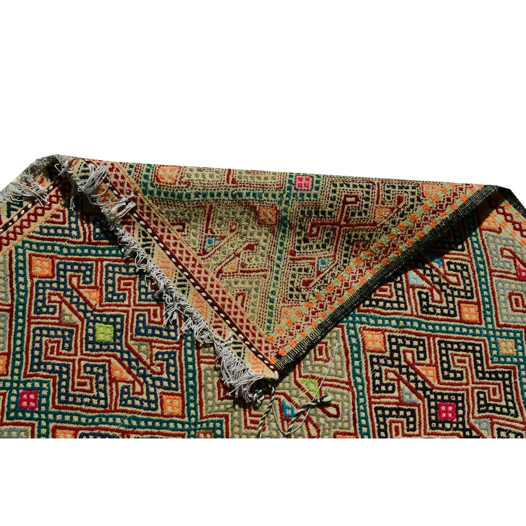 Handmade Afghan Aqcha Wool Rug 5x7 ft reverse side revealing flatwoven kilim weave structure