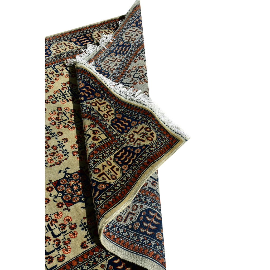 Handmade Afghan Aqcha Wool Rug 5x7 ft draped to illustrate wool flexibility and soft texture