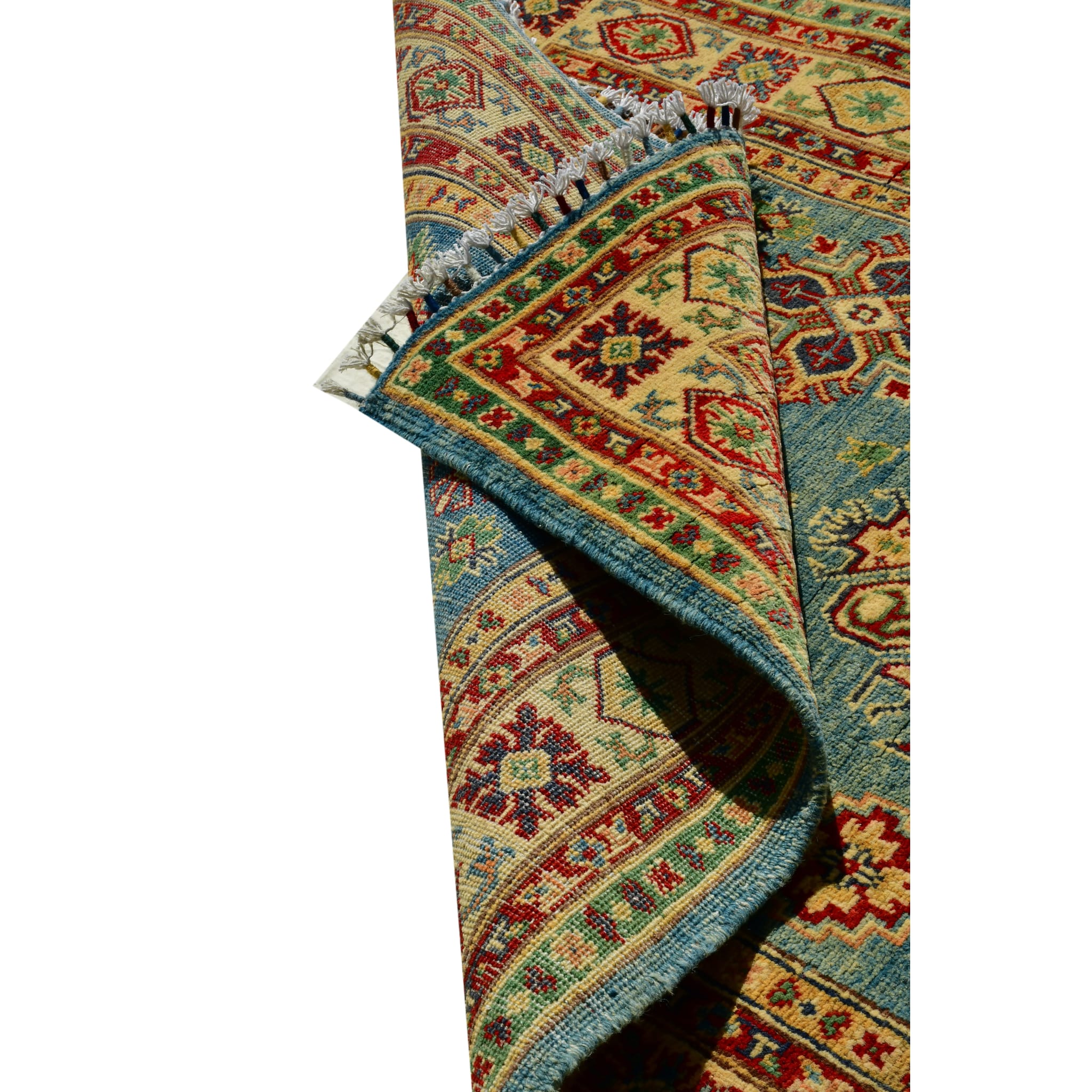 Handmade Afghan Aacha Wool Rug 4x6 ft angled view highlighting wool texture and pile
