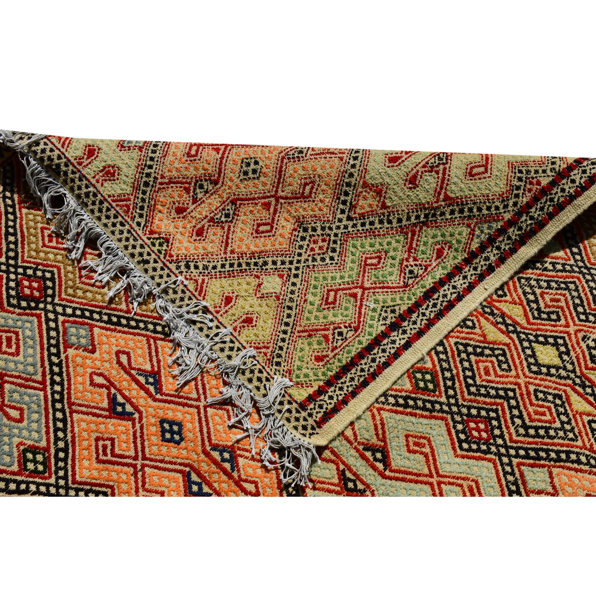 Handmade Afghan Aqcha Wool Rug 6x10 ft reverse side revealing handwoven kilim weave structure