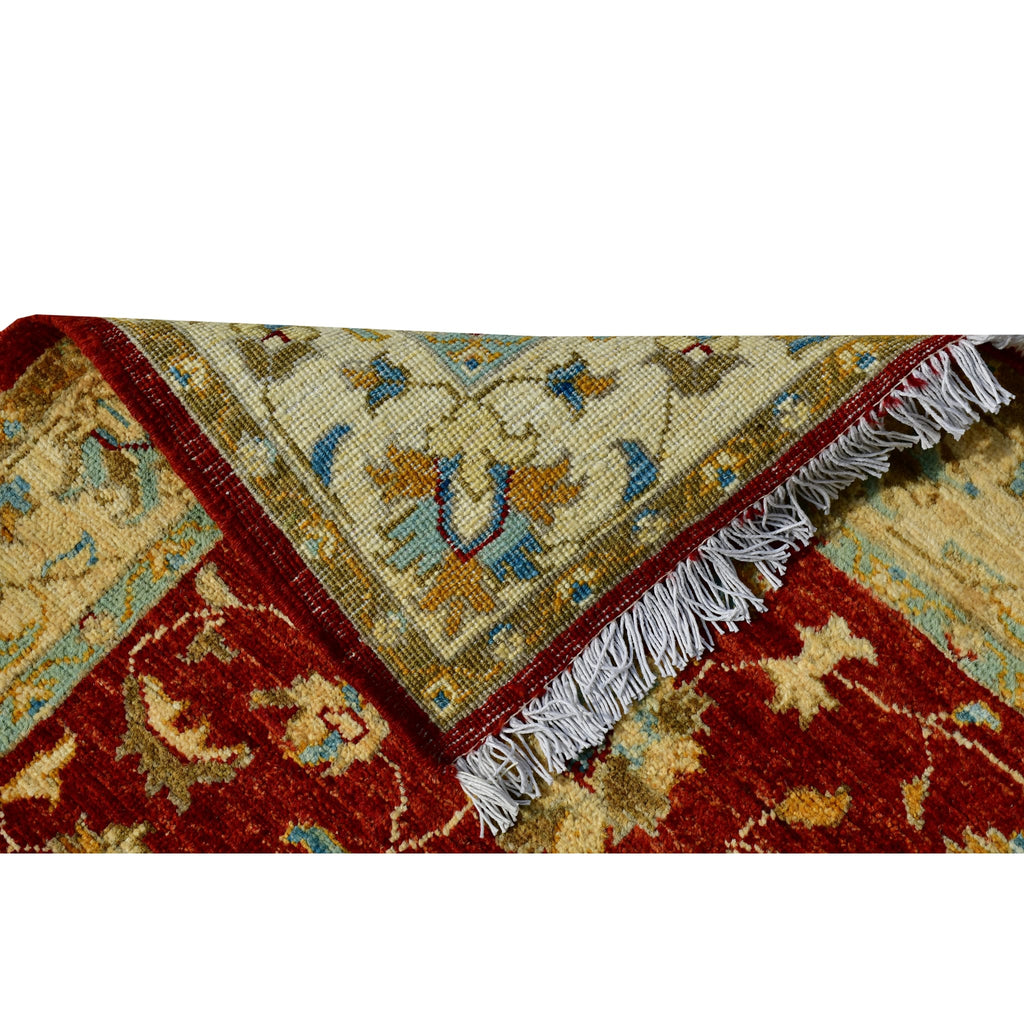 Handmade Afghan Aqcha Wool Rug 3x10 ft reverse side showing fine hand knotted technique