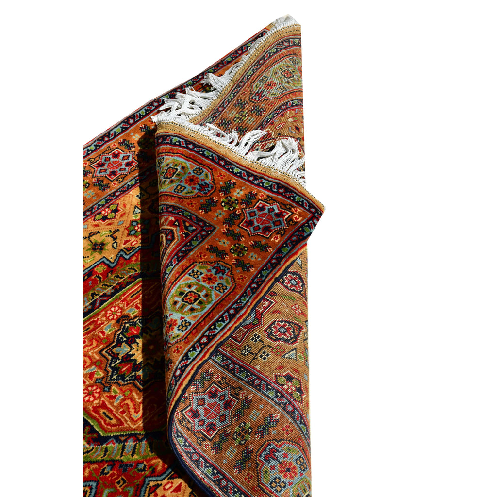 Handmade Afghan Aqcha Wool Rug 3x5 ft folded view highlighting wool thickness and soft texture