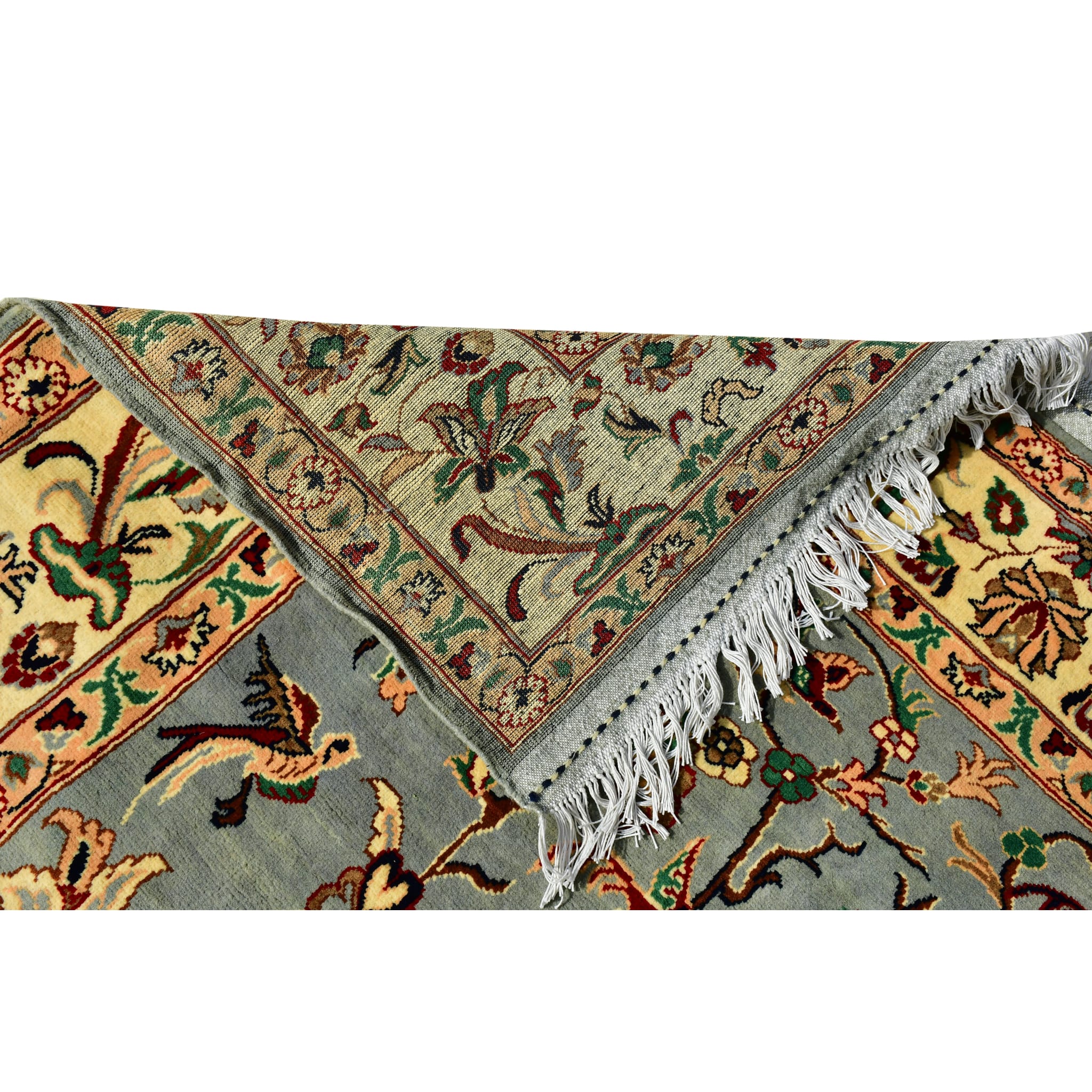 Handmade Afghan Aqcha Wool Rug 5x8 ft reverse side showing fine hand knotted knot density