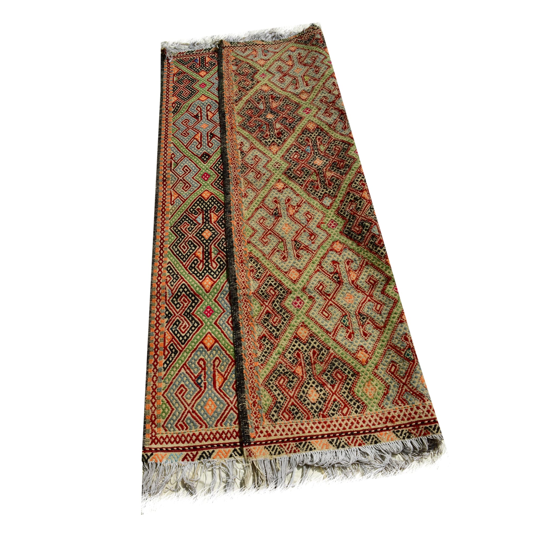 Handmade Afghan Aqcha Wool Rug 5x7 ft stacked view highlighting tight handwoven weave density